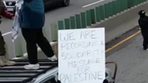 Pro-Palestinian Protesters Block Toronto's Gardiner Expressway