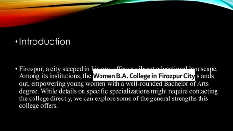 Unveiling the Strengths of Women B.A. College in Firozpur City