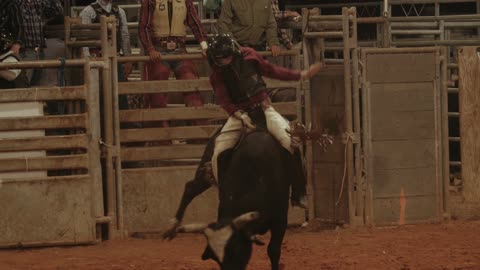 A man riding a Bull