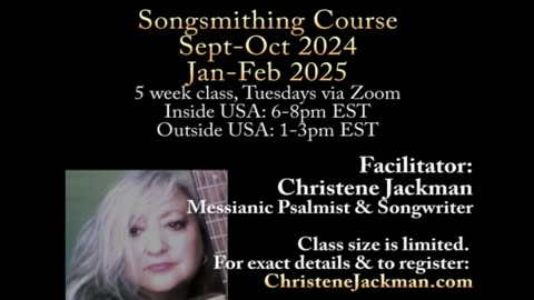 Register now for Lyric Writing Course: "SongSmithing 101", Christene Jackman