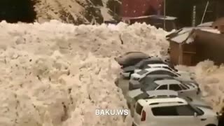 avalanche, crushed all cars