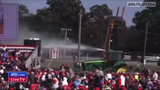 Trump assassination Attempt - hydraulic fluid from a tractor being hit by the flurry of bullets.