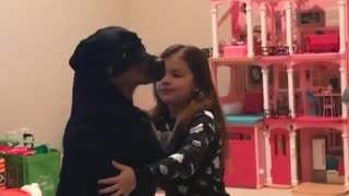 A Girl And Her Dog Play-Pretend They Are Ballroom Dancing