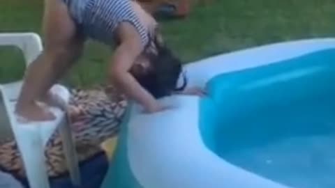 cute behavior of toddlers in the pool