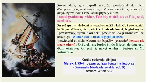 Marek 4,35-41 Jezus ucisza burzę na jeziorze