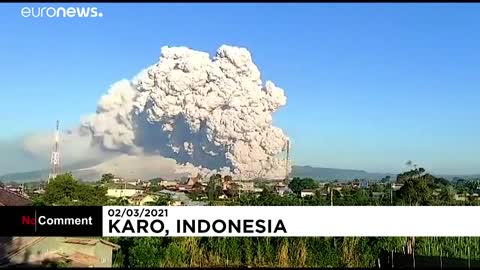 Violent eruption of Sinabung volcano in North Sumatra