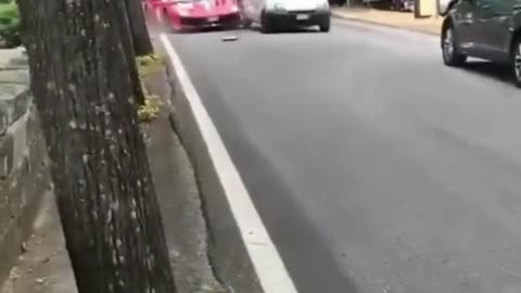 Ferrari Accident in the middle of the road