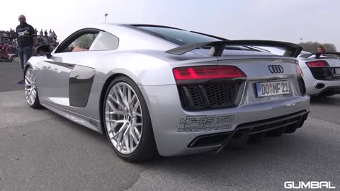 The roar of the Audi R8 engine is intoxicating and cool.