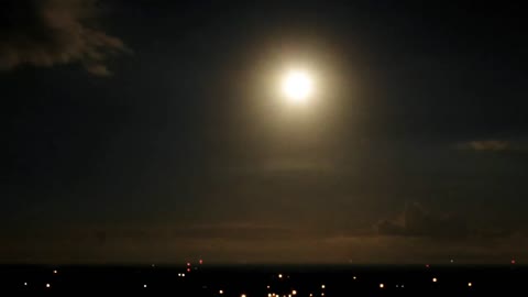 Hyperlapse of moon, strange flash of lights on the ground (6sec)