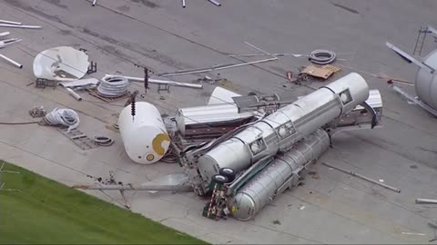 Raw Video: SkyCam9 over storm damage in Channahon | WGN News