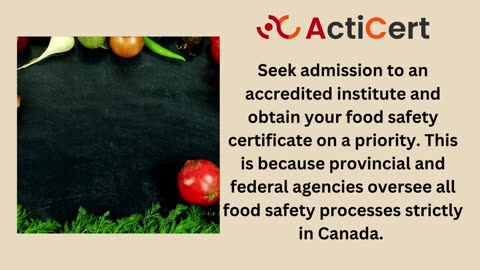 Acticert Provide Food Safety Certificate In Canada