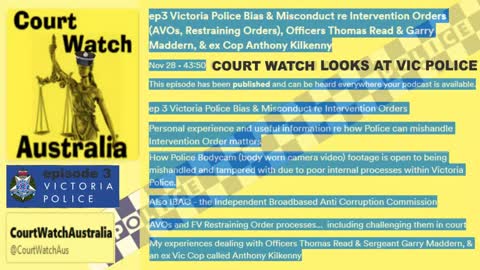 ep3 Court Watch Australia - Victoria Police Bias re Intervention Orders