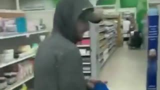 Man tries to rob a CVS, but a customer stops him.