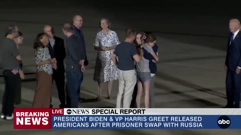 Emotional moment as Americans freed from Russia in historic prisoner swap arrive in the U S