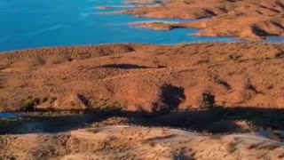 Arial View Alamo Lake Sunset