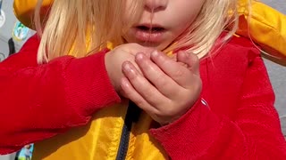Little Girl Kisses Worm and throws Him in the Water