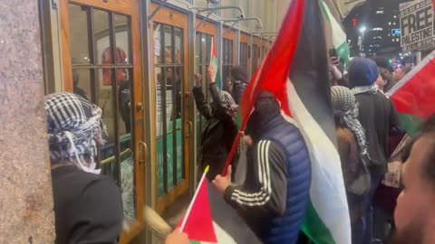 Pro-Palestinian activists are having a “mostly peaceful protest” outside of