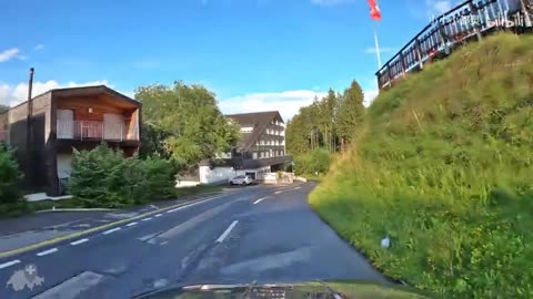 Scenic Switzerland after rain summer road trip