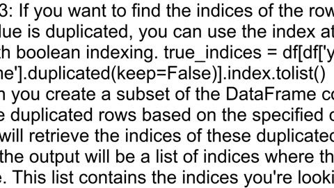 Index of duplicated values in pandas