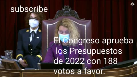 El Congreso aprueba los Presupuestos de 2022 con 188 votos a favor.