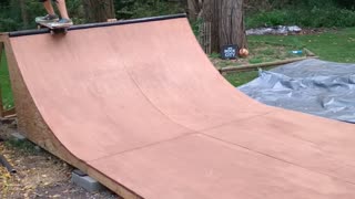 Boy and his new mini-ramp