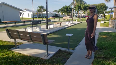 The shuffleboard courts of Leisureville, a 55+ community, in Boynton Beach, Florida