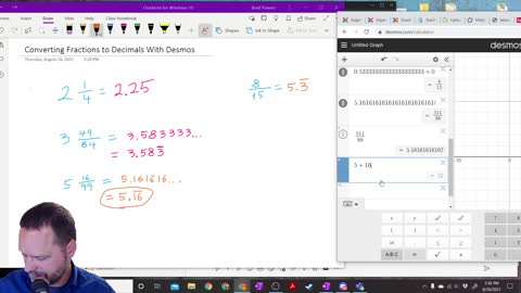 Converting Fractions and Decimals with Desmos