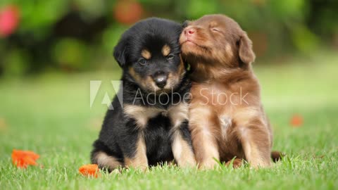 Cute baby dog playing in the park