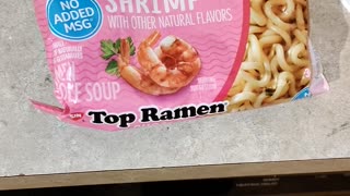 Eating Nissin Top Ramen Shrimp Flavor, Dbn, MI, 8/2/23