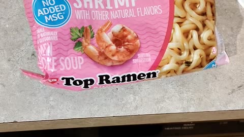 Eating Nissin Top Ramen Shrimp Flavor, Dbn, MI, 8/2/23