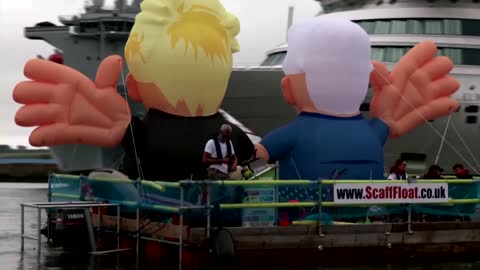 Johnson and Biden in blimp form at the G7
