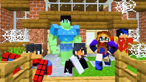 Living with a SUPERHERO FAMILY in Minecraft