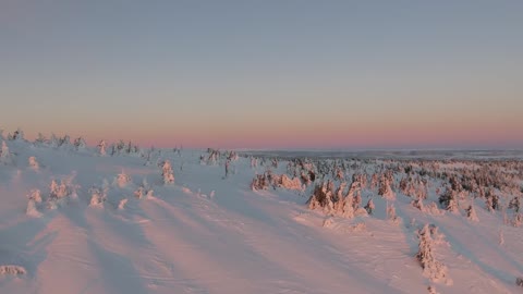 sunset in snow