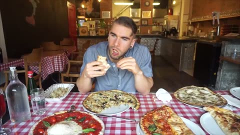 MASSIVE AUTHENTIC ITALIAN PIZZA CHALLENGE ! Tuscany Italy | Tuscan Wolf | Man Vs Food