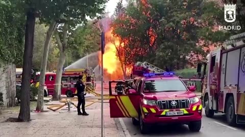 Fire erupts in Madrid's university area after gas blast