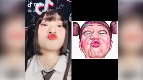 cute animation face imitation show. Who does it better?