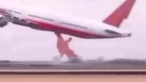 plane running on runway