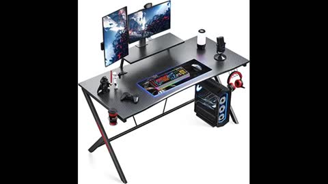 Review: Gaming Desk 55" with Monitor Shelf Gaming Table Desk for Girls Home Computer Desk with...