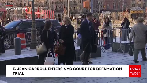 JUST IN- E. Jean Carroll Arrives At NYC Court For Trump Defamation Trial Hearing