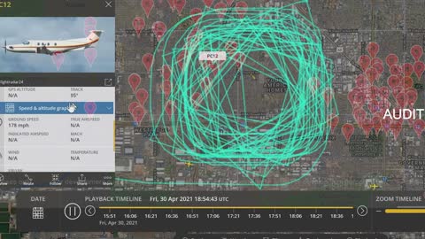 Portion of the PC12 Flight on 4/30/2021 with Cell Tower Locations