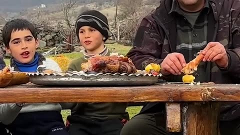 The hermit Tawakuul Cooks a Huge Turkey High in the Mountains! Relaxing ASMR of Wilderness Cooking