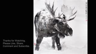 Art || Chinese Ink Painting || A Moose in Snow