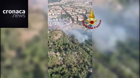 Incendio zona Monte Mario (Roma): le immagini aeree