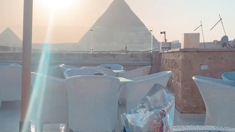 Rooftop view infront of great pyramids of Giza