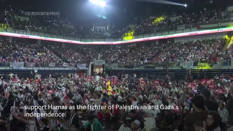 Malaysian Prime Minister Anwar Ibrahim addresses pro-Palestinian rally