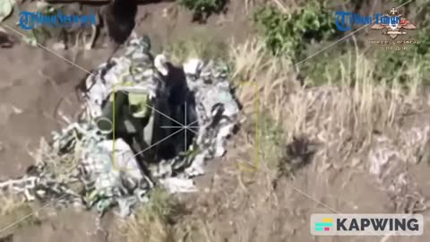 Russian drone drop bomb on Ukrainian Anti -Tank system