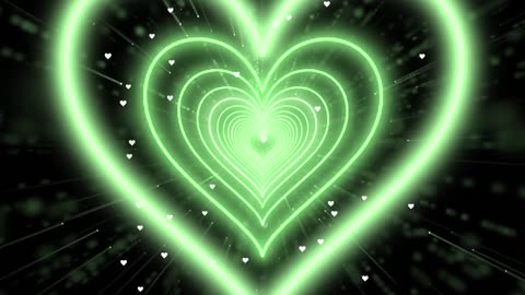 806. Neon Heart Tunnel Heart 💚Light Green Heart Background