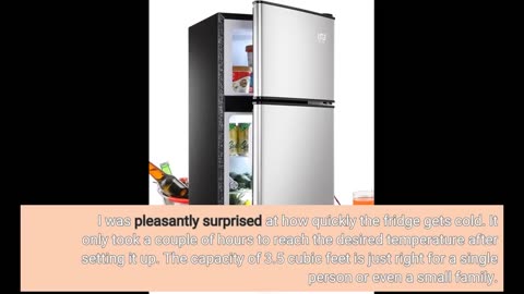 WANAI Mini Fridge with Freezer 3.5 Cu.Ft Double Door Compact Refrigerator with Freezer-on-Top S...
