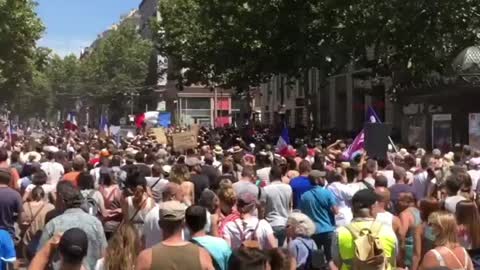 Marseille, France Massive Protests Against Vaccine Passports, Vaccine Mandates for Workers 7-17-21