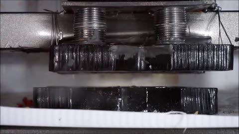 Gallium Metal Crushed By Hydraulic Press Becomes Liquid Metal